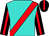 Turquoise, red sash, red stripe on black sleeves, red stripe on black cap