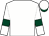White, dark green and light green bars, dark green bars on sleeves, dark green visor on white cap