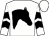 White, black horses head,  black chevrons on sleeves