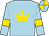 Light blue, gold crown, gold armlets on sleeves, light blue and gold quartered cap