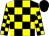 Black, yellow blocks, black cap