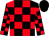 Black, red blocks, black cap