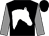 Black, white horses head, grey sleeves, black cap