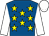Royal blue, yellow stars, white sleeves, white cap