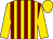 Gold, maroon stripes, gold sleeves, gold cap