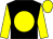 black, yellow ball, yellow sleeves and cap