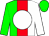Green and white halved, red stripe, white disc, green cap