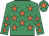 Emerald green, orange stars, emerald green cap, orange star (Buckingham & Chapman) Emerald green, orange stars, emerald green cap, orange star