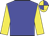 Big-blue body, yellow arms, yellow cap, big-blue quartered