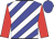 Blue and white diagonal stripes, red sleeves