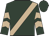 Hunter green, tan sash, tan chevrons on sleeves