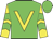Green, yellow 'v', green chevrons on yellow slvs