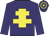 purple, yellow cross of lorraine, yellow hoops on cap