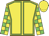 Yellow, green seams, green blocks on sleeves, yellow cap