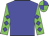 Blue, green sleeves with blue diamonds, quartered cap