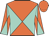 Orange, aqua diagonal quarters, orange cap