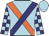 Light blue, orange and navy cross sashes, navy blocks on sleeves, light blue cap