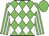 Green, white diamonds, white stripes on sleeves, green cap
