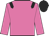 Hot pink, black epaulets, black circled 'bb', black cap