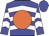 Blue, white chevrons, orange ball, blue cap