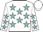 White, turquoise stars, white cap