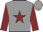 Grey, maroon star, maroon sleeves, grey cap