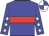 Blue, red hoop, white stars on sleeves, white and blue quartered cap