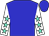 blue, aqua stars on white sleeves,