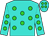 Turquoise, lime green dots