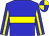 blue, yellow hoop, yellow stripe on sleeves, quartered cap