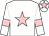 white, pink star, white sleeves, pink armlets, white cap, pink star