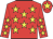 Red body, yellow stars, red cap, yellow star