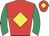 Red, yellow diamond, emerald green sleeves, red cap, yellow diamond