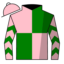Pink and  Green Quarters, Green Chevrons on Pink Sleeves