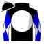 Black, Blue "LMR" on White Ball, White and Blue Diagonally Quartered Sleeves