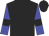 Black, blue circled 'RR', black bars on blue sleeves, black cap