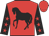 Red, black horse, red stars on black sleeves, red cap