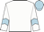 White, light blue chevron on sleeves, light blue cap