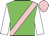 Green, pink sash, white sleeves, pink cap