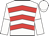 White, red chevrons, white chevrons on red and  white halved sleeves