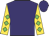 Purple, gold and green diamonds on sleeves