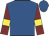 Royal blue, maroon sleeves, yellow armlets, royal blue cap
