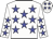 white, blue stars