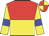 red and yellow halved horizontally, blue armbands on yellow sleeves, red and yellow quartered cap