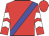 Red, blue sash, white chevrons on sleeves, red cap