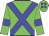 green, blue cross belts, blue armbands, blue spots on cap