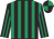 Black, emerald green stripes, quartered cap
