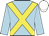 light blue, yellow cross sashes, white cap