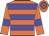 Orange, blue hoops, blue bars on sleeves