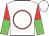 White, red circle, red and green halved sleeves